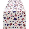 Corredor de Mesa Novo de Venda Quente Transfronteiriça para o 250º Aniversário do Dia da Independência, Corredor de Mesa de Linho com Estampas de Estrelas para o Dia da Independência Americana