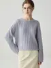 Nova coleção outono e inverno: suéter feminino de cashmere puro, gola redonda, camada interna quente, estilo solto e casual, peça básica versátil, suéter de malha