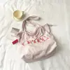 Bolso Tote con Cordón de Estilo Coreano Nuevo de Primavera con Colores Contrastantes, Bolso de Hombro Ligero con Estampado de Letras de Color Dopamina Fresco para Fitness