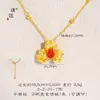 Conjunto de Joias Étnicas Banhado a Ouro de Xinjiang com Colar, Anel e Brincos de Flor Lilás Incrustados com Diamantes, Joias Retro Francesas para Mulheres