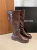 Botas de Caña Alta con Tacón Bajo Nuevas Primavera y Otoño 2025 para Mujer Otoño e Invierno Nuevas Puntera Redonda Tacón Grueso Delgado Botas de Jinete Versátiles
