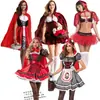Fantasia de Natal Amazon Família Halloween Fantasia Pequena Chapeuzinho Vermelho Infantil Festa Cosplay Baile Rainha Conjunto Adulto