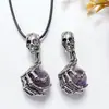 Collar de Calavera con Bola de Cristal Natural de 16 mm Hip-Hop Joyería de Moda Europea y Americana Venta al por mayor Garra de Calavera Popular para Hombres y Mujeres