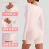 Nueva Ropa Exterior Ajustada Top de Yoga de Manga Larga con Cuello en V Profundo para Mujer Camiseta Deportiva de Secado Rápido para Correr Ropa de Fitness Nude