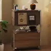 Armário de Armazenamento, Armário de Exibição de Revistas com Porta Basculante Estilo Antigo, Aparador de Chão, Sala de Estar, Quarto, Mesa de Cabeceira, Armário Baixo para Sofá