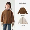 Pudding Haru coleção de inverno: Blusas forradas com fleece para meninas, novos estilos de inverno 2026, agasalhos quentes reversíveis para crianças