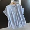 2026 Nova Camiseta de Seda de Amora Estilo Chinês Bordado com Contas Manga Curta Top Atacado H04BT6687