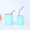 Taza de Acero Inoxidable de Doble Capa para Licores Mini Macarrón Lujo Ligero Taza con Tubo de Succión y Asa Termo de Acero Inoxidable para Oficina