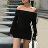Vestido Sexy de un Solo Hombro Estilo Europeo y Americano Transfronterizo de Amazon, Vestido Corto Bodycon de Cintura Alta Favorecedor para la Figura para Mujer, Primavera y Verano