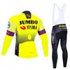 Conjunto de Jersey de Ciclismo de Manga Longa para Primavera e Outono Masculino Equipe Tour De France Bicicleta de Estrada Ciclismo Absorvente de Suor e Respirável
