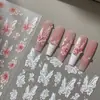 Pegatinas decorativas de mariposas con flores y flores de amor en relieve de Yitu, exquisitas y de alta gama, ideales para el arte de uñas. Yt5431