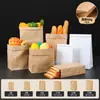 Bolsa de Papel Kraft a Prueba de Grasa en Stock Bolsa Cuadrada de Fondo Recubierta Bolsa para Llevar Bolsa de Empaque para Catering Panadería Bolsa para Hamburguesa
