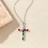 Colar Cruzado Europeu e Americano Transfronteiriço Cheio de Diamantes Clássico Retrô Alto Padrão Temperamento Corrente da Clavícula Corrente de Aço Titânio Versátil para Mulheres