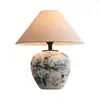 Lámpara de mesa de arcilla estilo Wabi-Sabi japonés Lámpara de mesa de cerámica gruesa estilo chino Decoración para sala de estar Hotel Casa de huéspedes Dormitorio de diseñador Mesita de noche
