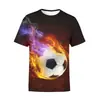 Camiseta Redonda de Tallas Grandes Europea/Americana Estampada Camiseta Digital 3D para Hombre Secado Rápido Manga Corta Camiseta Deportiva