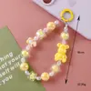 Corrente de Celular com Urso de Desenho Animado Criativo e Chaveiro com Contas para Mulheres, Pingente de Mochila, Ornamento de Chaveiro de Celular e Carro Presente