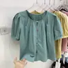 Camisa de Botones de Color Francés para Mujer Top Suave de Algodón y Lino Nuevo Estilo Verano 2024 Chic Simple Holgada Camisa de Manga Corta