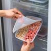 Caja de almacenamiento de cuatro compartimentos estilo japonés caja selladora de alimentos para refrigerador compartimento caja organizadora de carne fresca congelada caja divisoria caja de almacenamiento