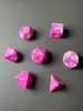 Conjunto de Dados Poliédricos D&D com Padrão de Mármore, Cores Misturadas, Transparente, D4D6D8D10D12D20 Lados, Tabuleiro Coc, Conjunto de Sete Peças