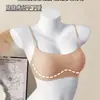 Sujetador Invisible sin Espalda de Corte Bajo para Pechos Pequeños, Push-Up, Anticaída, de Cintura Baja, Alta Elasticidad, Tirantes Finos, Invisible, Transpirable