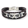 Nova pulseira de couro com fivela masculina moda simples pulseira de contas estrela de cinco pontas tridimensional Atacado de Mercadorias de Yiwu