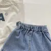 Pantalones Culotte de Mezclilla para Niñas 2024 Verano Nuevos Estilo Coreano para Niños Botón Versátiles Shorts Jeans para Bebé Niña 5515