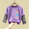 Camiseta Interior de Manga Larga para Niños, Nuevo Estilo Primavera y Otoño, Camiseta Interior de Algodón Puro para Niños, Atuendo de Primavera con Estampado de Dibujos Animados, Camiseta de Capa Interior