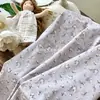 Impresión Digital Completa 40 Hilos Primavera y Verano Algodón Tono Morado Coreano Pequeño Floral Vestido Baby Doll Ropa Infantil Ropa de Mujer