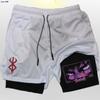 Europa y Estados Unidos transfronterizos calientes animación impresión deportiva para hombres y mujeres doble capa shorts de fitness verano transpirables shorts de fitness