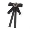 Corbata de Lazo Accesorios para Mujer Coreano Elegante Estilo Chanel Lazo de Pedrería Negra Cinta Cuello Flor Accesorios para Cuello de Camisa