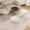 Mesa de Centro Simples para Casa, Mesa Lateral Estilo Creme para Sofá, Mesa Redonda Pequena para Sala de Estar e Quarto, Mesa de Cabeceira Dobrável Criativa