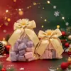 Nova Sacola de Doces de Natal Transfronteiriça Estampagem a Quente Fita Dourada Laço Rede Sacola Festa Biscoito Embalagem de Presente Sacola de Presente