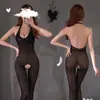 Bright Love Medias de Lencería para Mujer Set Transparente Sexy Tentación Malla Abierta Medias Uniforme Sy