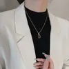 Estilo Minimalista Pingente Geométrico Vazado Corrente Clavicular Feminina ins Nicho Estilo Frio Colar Joias Elegantes Simples