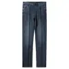 Jeans Masculino Reto Novo 2025, Jeans Casual Espesso Azul Escuro Slim Stretch, Elegante e Versátil para Outono e Inverno