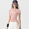 Nuevo Conjunto de Verano para Mujer de Manga Corta para Fitness, Delgado, Alta Elasticidad, Secado Rápido, Traje de Entrenamiento de Pilates, Camiseta de Yoga, Top Deportivo