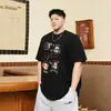 Camiseta de manga curta masculina de verão estilo americano com estampa divertida de cachorrinho para jovens, moderna, corte solto, plus size, algodão puro