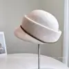 Chapéu de Visor Brilhante com Strass Estilo Japonês para Equitação Feminina, Chapéu de Feltro de Lã Australiana Quente para Outono e Inverno com Tira de Corrente Colorida Boné de Baseball