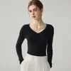 2026 Novo Suéter 100% Caxemira Feminino Gola V Outono e Inverno Pulôver Tricô Macio Pegajoso Slim Fit Mostra Fino Camada de Base