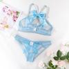 Aliexpress Estação Independente Estação Internacional Laço de Cetim Transparente Vazado Feminino Sexy Lingerie Calcinhas Conjunto Uniforme