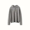 Nuevo suéter de cachemira para otoño e invierno para mujer, con diseño de capucha, cierre de botones, corte casual y holgado, mangas largas y estilo pullover moderno