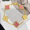 Moda all-Match rosa trevo colar terno feminino vietnamita ouro rosa cinco flores grama da sorte micro-incrustada pulseira