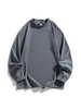 Sudadera de manga larga con cuello alto parcial para hombre, corte holgado, color liso, camiseta básica deportiva casual para primavera y otoño