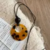 Novo Estilo Chinês Cor Casco de Tartaruga Estampa de Leopardo Pingente de Vidro Colar Corrente de Suéter Longa com Gola Halter Acessórios Femininos Estilo Étnico Retro