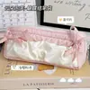 Bolsa para lápices con diseño de nube y moño, de aspecto elegante, para estudiantes de primaria y secundaria, caja de papelería de gran capacidad, bolsa de almacenamiento para lápices