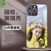 Adecuado para Apple 16Pro Metal Pintura Vidrio Funda para Teléfono Móvil Exportación Nuevo 14Promax Cubierta Protectora Magnética Personalización