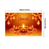 Bestseller transfronterizo de Amazon: Tela de fondo temática de Diwali con estampados de pavo real y lámpara de aceite de alta definición, perfecta para fiestas y decoraciones festivas