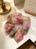 Goma para el pelo grande de organza floral, Súper estilo de hada y de alta elasticidad, Suministro al por mayor, Directo del fabricante
