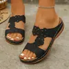 Comercio exterior transfronterizo, nuevos chanclas de gran tamaño para el verano de 2026, sandalias de cuña de suela gruesa para mujer, sandalias de una tira floral huecas