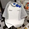 Camiseta de Manga Corta 100% Algodón Puro con Estrellas para Hombre y Mujer, Nuevo Estilo de Verano, Retro, Neutra, Adelgazante, Top de Retazos Estilo Estudiante con Cuello Redondo